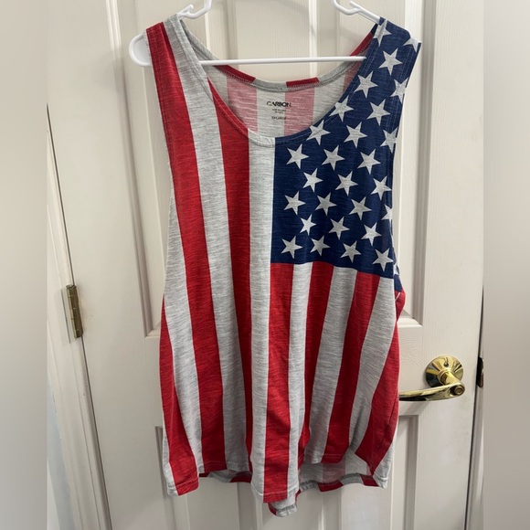 Women's Patriotic Tank Top - Red, White, and Blue - Picture 1 of 5